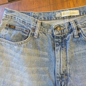 Men's Lee Premium Relaxed Straight Leg 36 X 32 Blue Cotton Denim Jeans